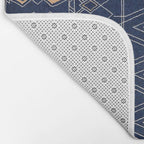 Blue Indigo Jeans Color, Bohemian Oriental Traditional Moroccan Fabric Style Bath Mat Gallery Image 2