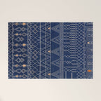 Blue Indigo Jeans Color, Bohemian Oriental Traditional Moroccan Fabric Style Welcome Mat Gallery Image 1