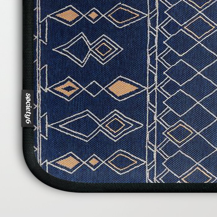 Blue Indigo Jeans Color, Bohemian Oriental Traditional Moroccan Fabric Style Laptop Sleeve Gallery Image 3