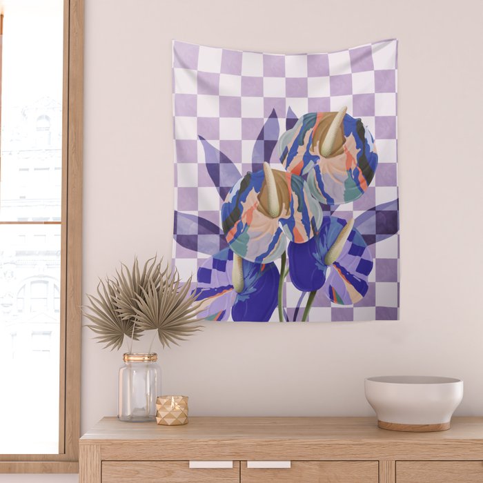 Modern artistic flowery tropical Wall Tapestry Gallery Image 2