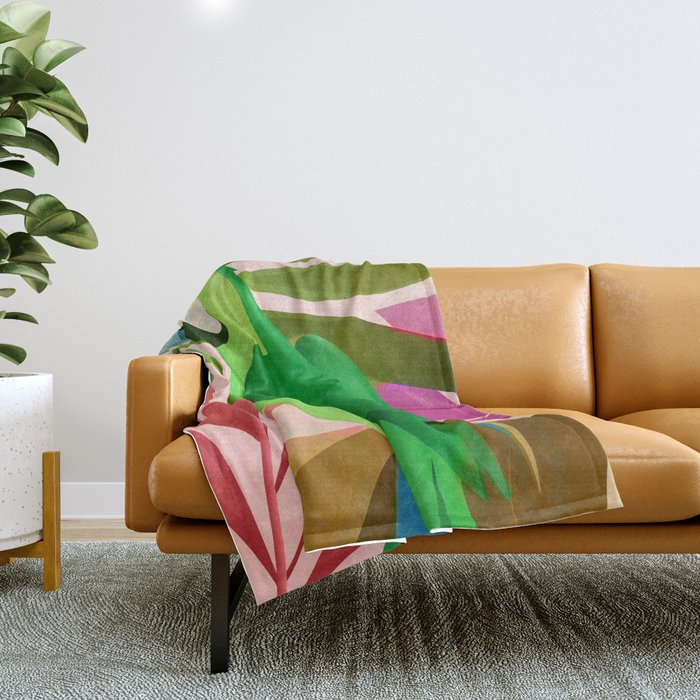 Parrot in a Tropical Setting 3 Throw Blanket Gallery Image 1