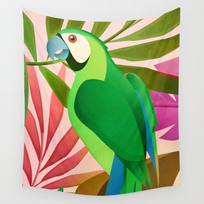 Parrot in a Tropical Setting 3 Wall Tapestry Gallery Image 4