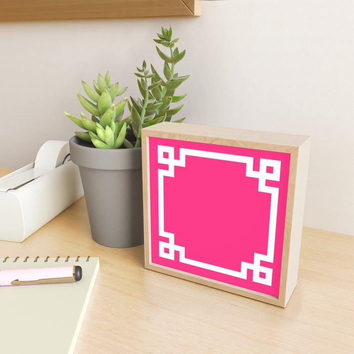 Light Hot Pink and White Greek Key Mini Art Print Gallery Image 2