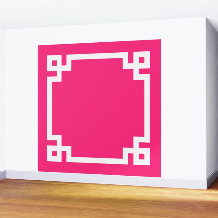 Light Hot Pink and White Greek Key Wall Mural Gallery Image 2