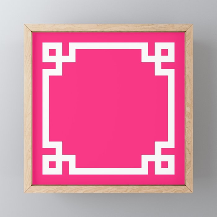 Light Hot Pink and White Greek Key Mini Art Print Gallery Image 1