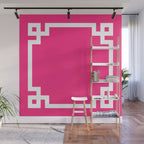 Light Hot Pink and White Greek Key Wall Mural Gallery Image 1