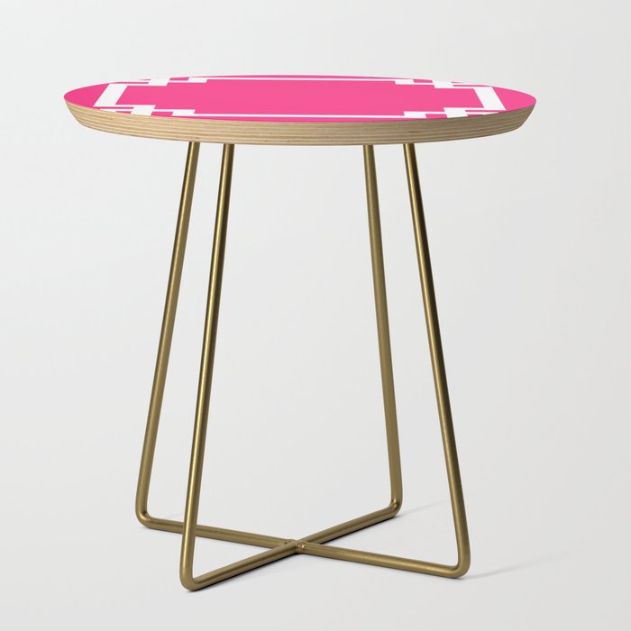 Light Hot Pink and White Greek Key Side Table Gallery Image 1