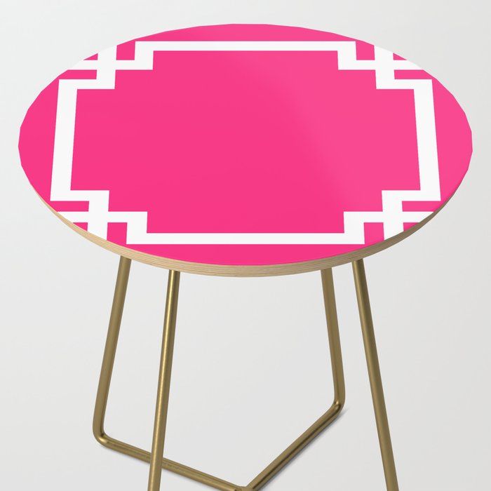 Light Hot Pink and White Greek Key Side Table Gallery Image 2