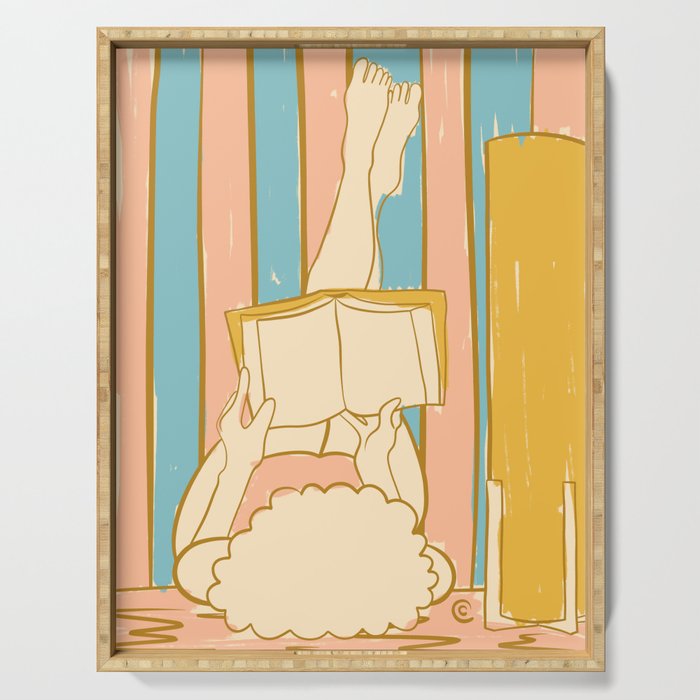 Portrait of a Woman Reading - Quiet Time 4 Serving Tray Gallery Image 1