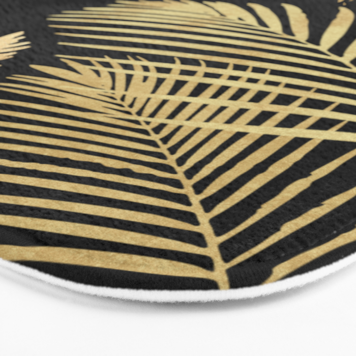 Gold Palm Leaves on Black Bath Mat Gallery Image 3