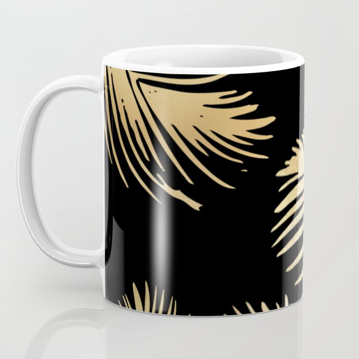 Gold Palm Leaves on Black Coffee Mug Gallery Image 3