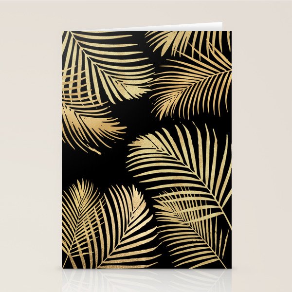 Gold Palm Leaves on Black Stationery Card Gallery Image 1