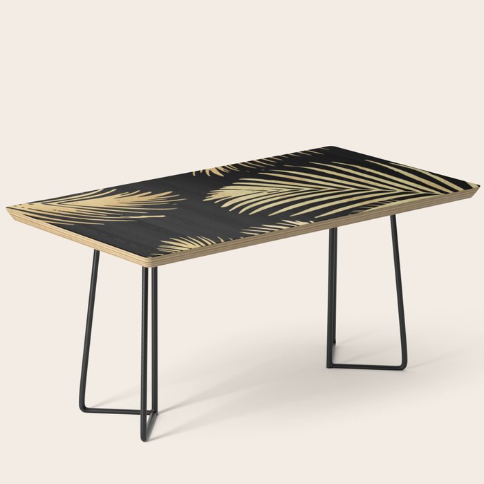 Gold Palm Leaves on Black Coffee Table Gallery Image 1