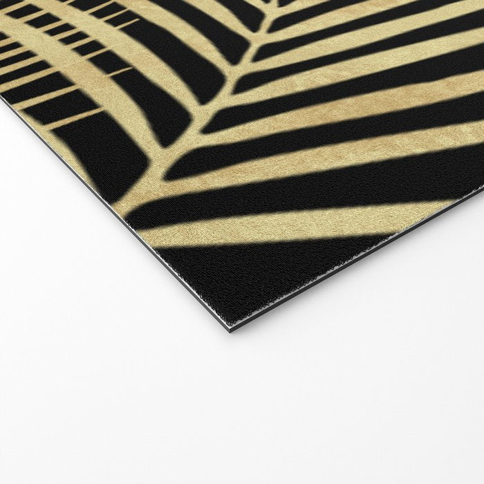 Gold Palm Leaves on Black Welcome Mat Gallery Image 2