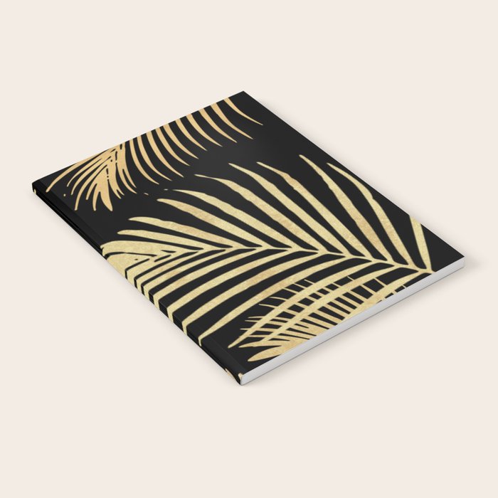 Gold Palm Leaves on Black Notebook Gallery Image 1