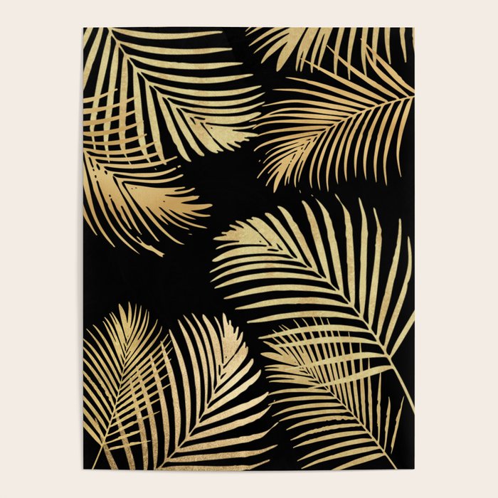 Gold Palm Leaves on Black Poster Gallery Image 4