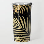 Gold Palm Leaves on Black Travel Mug Gallery Image 2