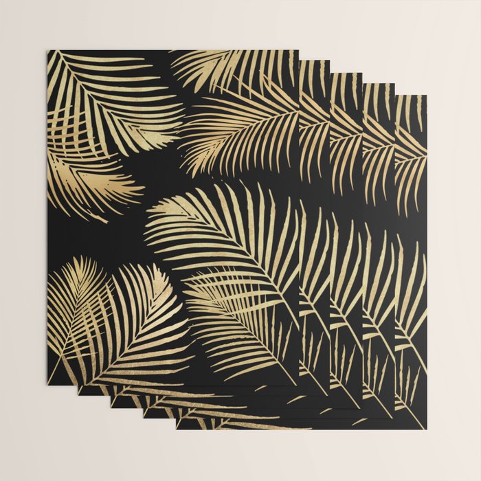 Gold Palm Leaves on Black Wrapping Paper Gallery Image 3