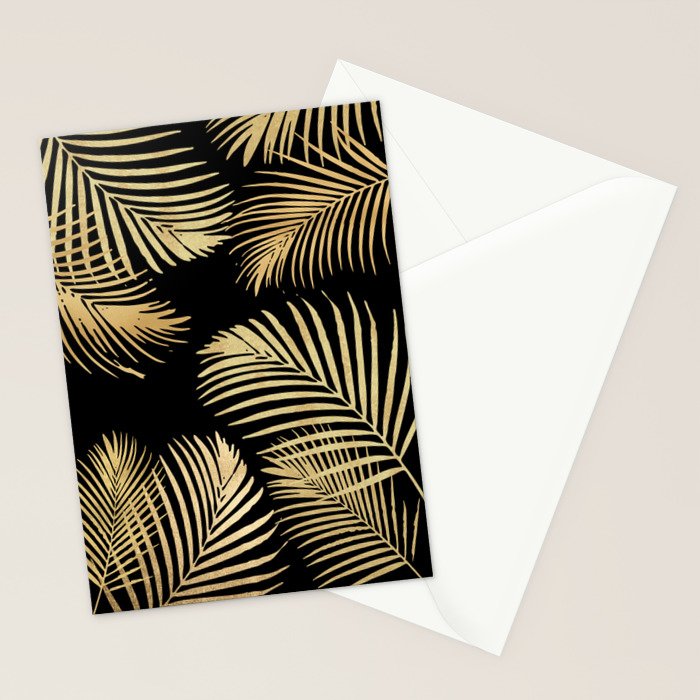 Gold Palm Leaves on Black Stationery Card Gallery Image 2
