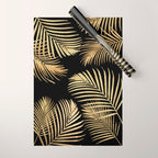 Gold Palm Leaves on Black Wrapping Paper Gallery Image 1