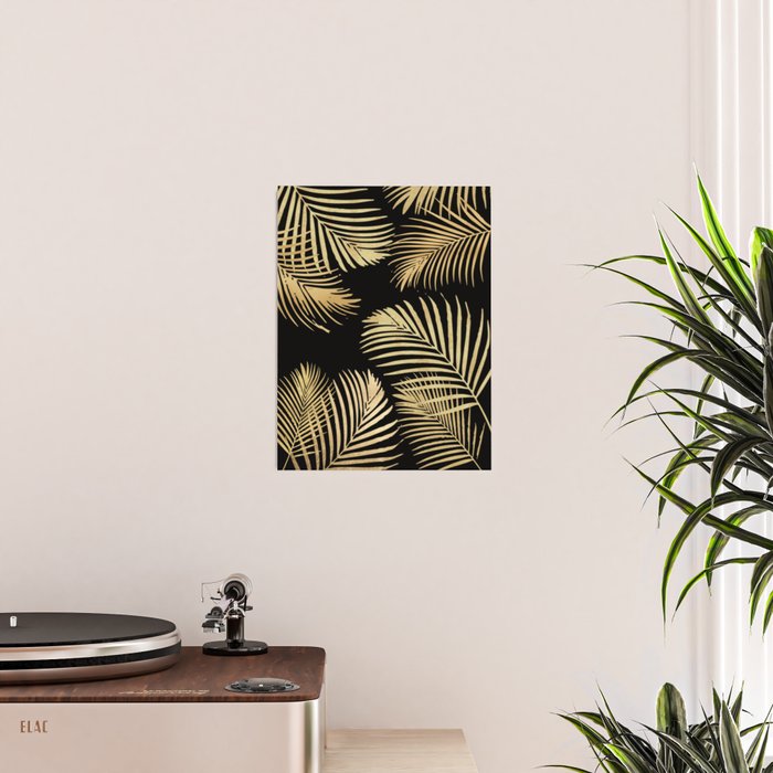 Gold Palm Leaves on Black Poster Gallery Image 2