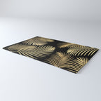 Gold Palm Leaves on Black Rug Gallery Image 3