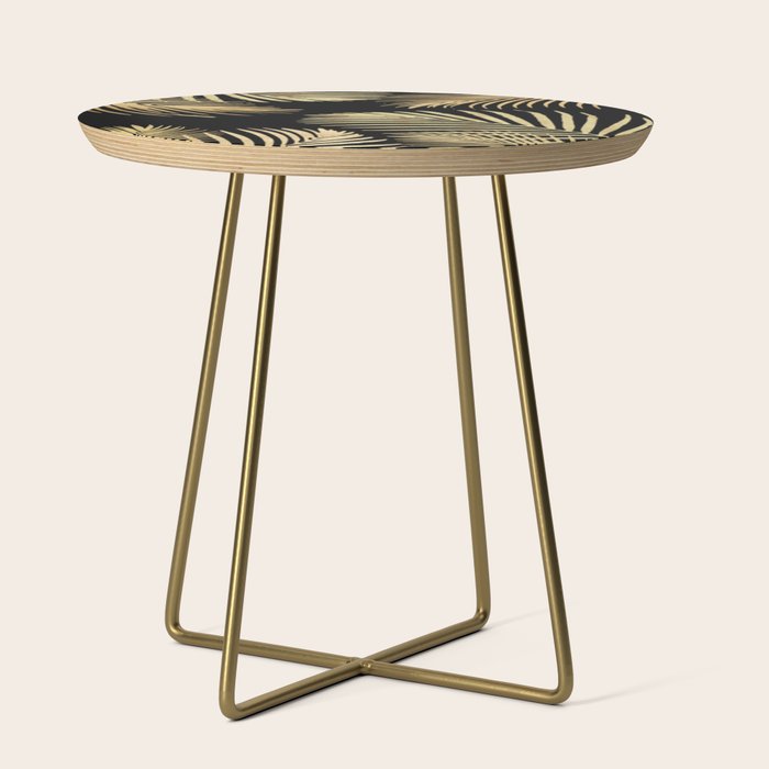 Gold Palm Leaves on Black Side Table Gallery Image 1