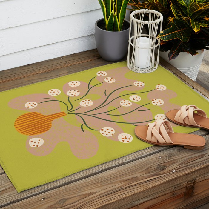 Round Flower Still Life Outdoor Rug Gallery Image 2