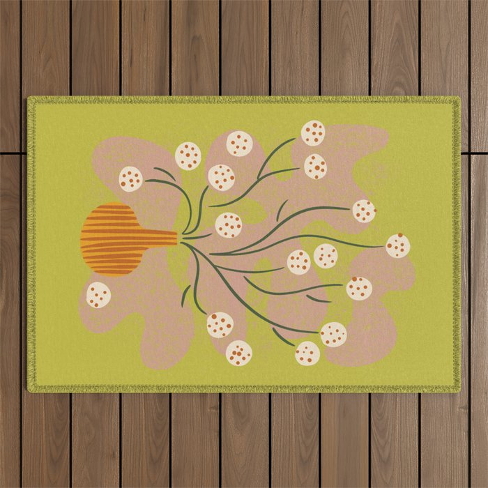 Round Flower Still Life Outdoor Rug Gallery Image 1