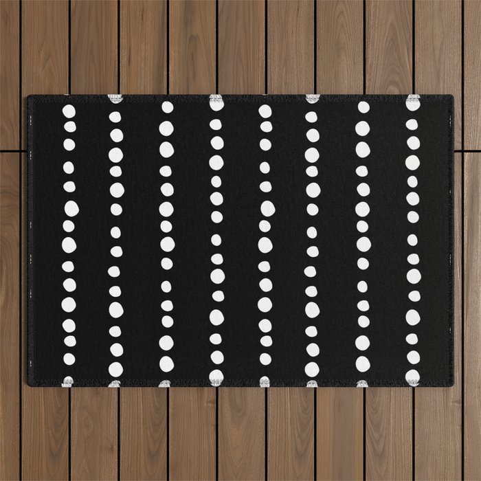 Spotted, Abstract, Black and White, Boho Print Outdoor Rug Gallery Image 1