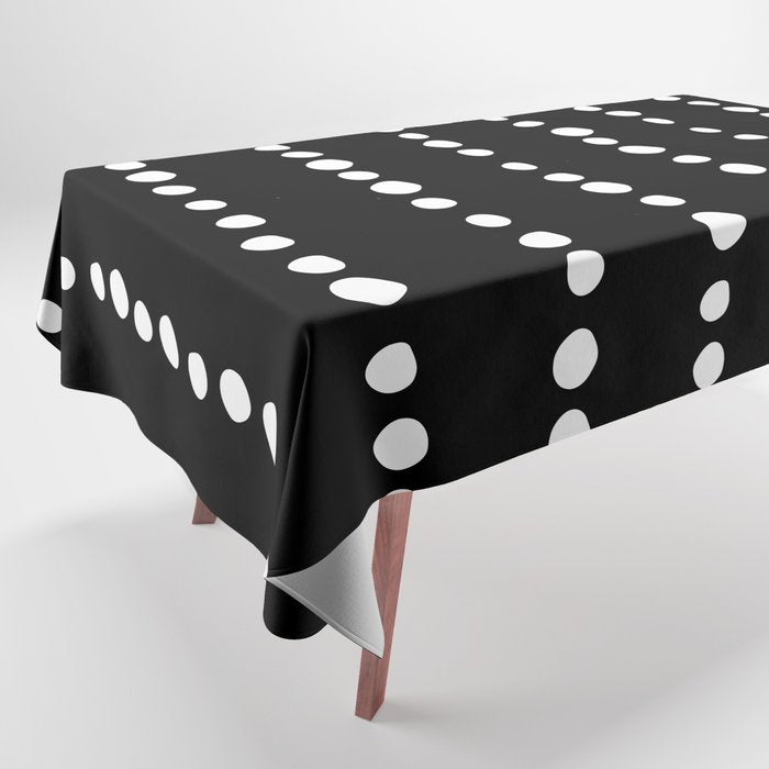 Spotted, Abstract, Black and White, Boho Print Tablecloth Gallery Image 1