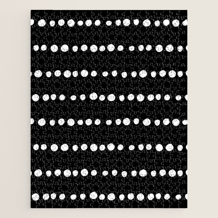 Spotted, Abstract, Black and White, Boho Print Jigsaw Puzzle Gallery Image 1