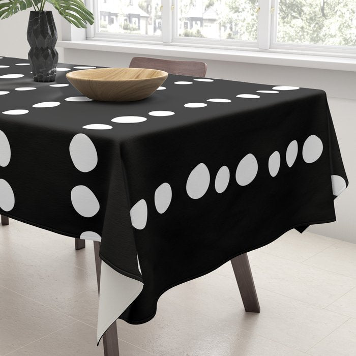 Spotted, Abstract, Black and White, Boho Print Tablecloth Gallery Image 3