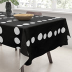 Spotted, Abstract, Black and White, Boho Print Tablecloth Gallery Image 3