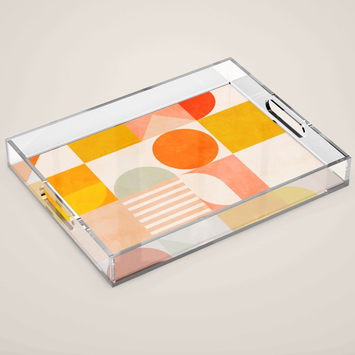 mid century geometry sunny 4 Acrylic Tray Gallery Image 1