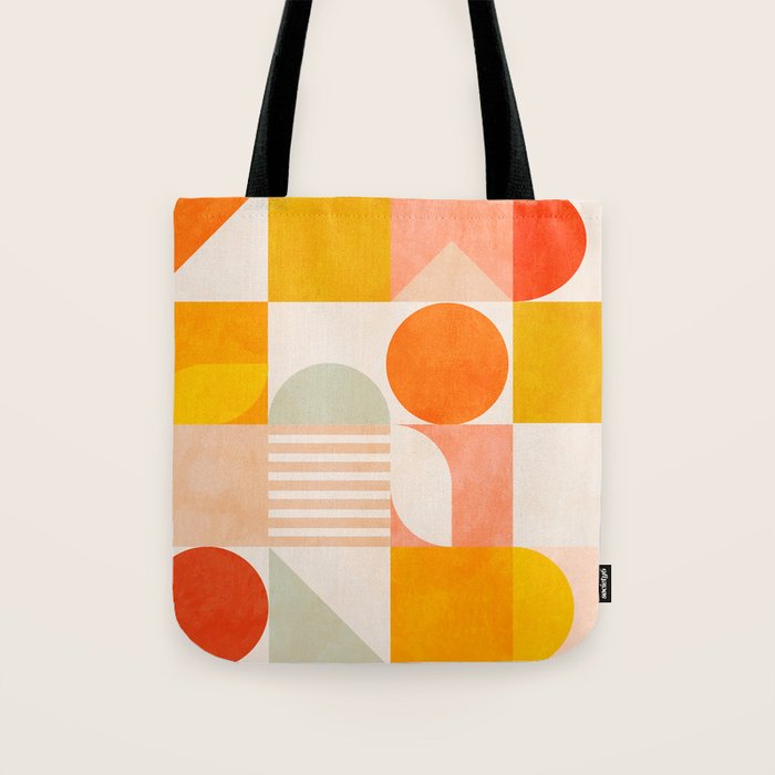 mid century geometry sunny 4 Tote Bag Gallery Image 1