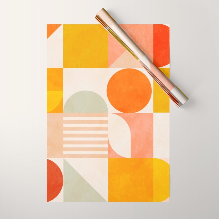 mid century geometry sunny 4 Wrapping Paper Gallery Image 1