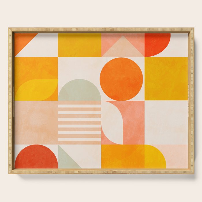 mid century geometry sunny 4 Serving Tray Gallery Image 1