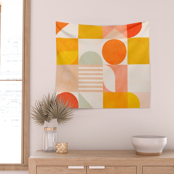 mid century geometry sunny 4 Wall Tapestry Gallery Image 2