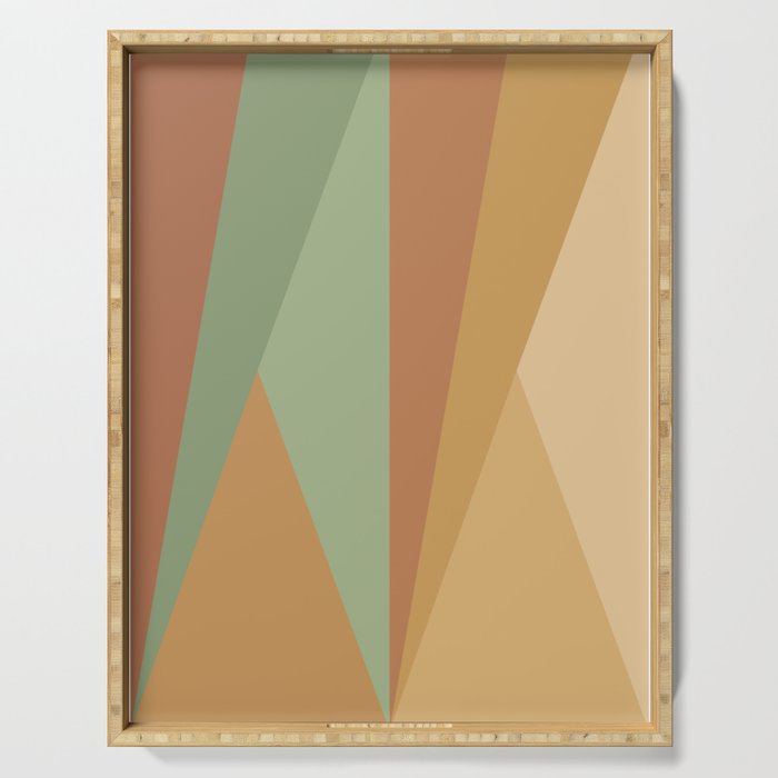 Geometric Triangles XII Earthy Rustic Serving Tray Gallery Image 1