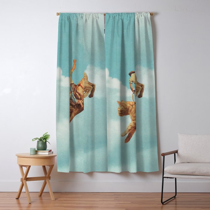 Meehaw - Rodeo Cat Bronc Window Curtain Gallery Image 1