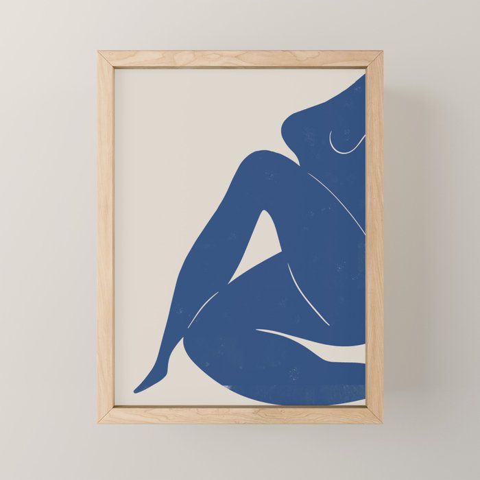 Woman Nude in Blue Mini Art Print Gallery Image 1
