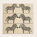 Zebras - Black & White Palette Wood Wall Art Gallery Image 1