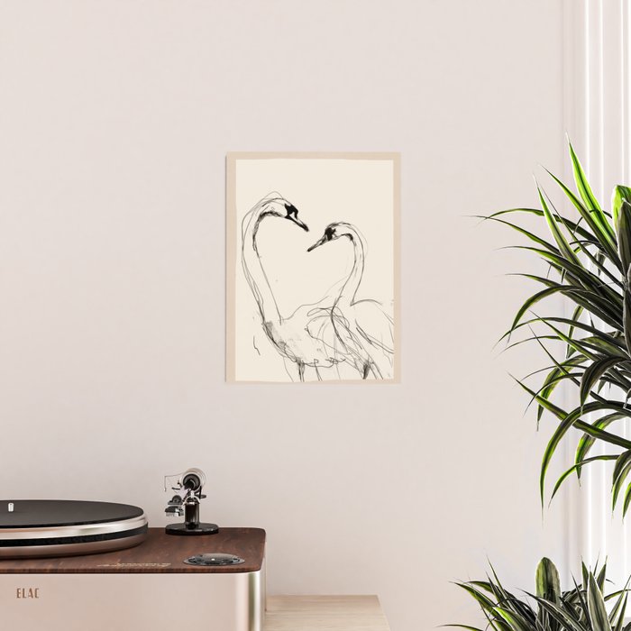 Swans in Ink - Elegant Minimalist Art Poster Gallery Image 2