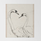 Swans in Ink - Elegant Minimalist Art Throw Blanket Gallery Image 2