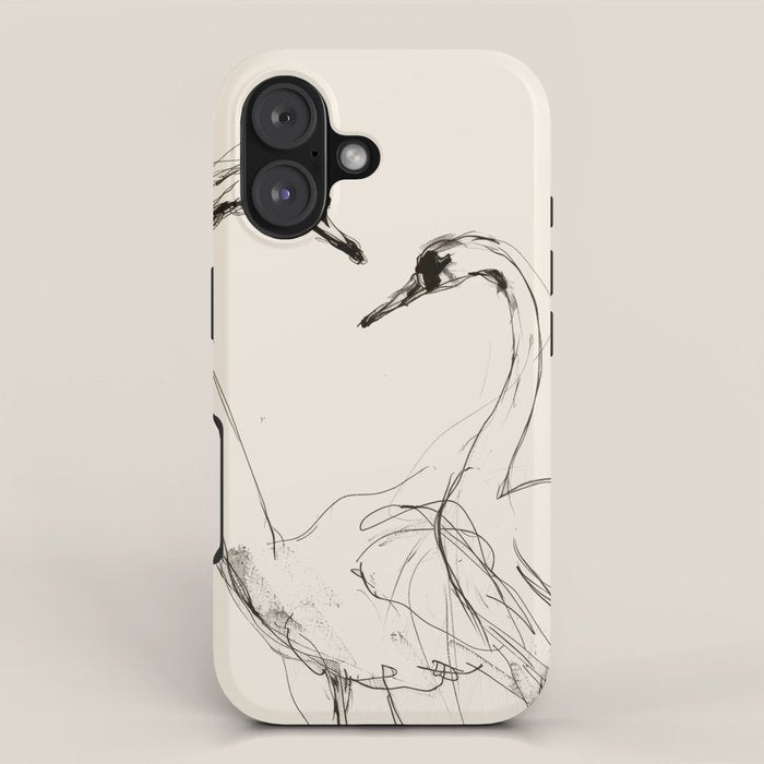 Swans in Ink - Elegant Minimalist Art iPhone Case Gallery Image 1