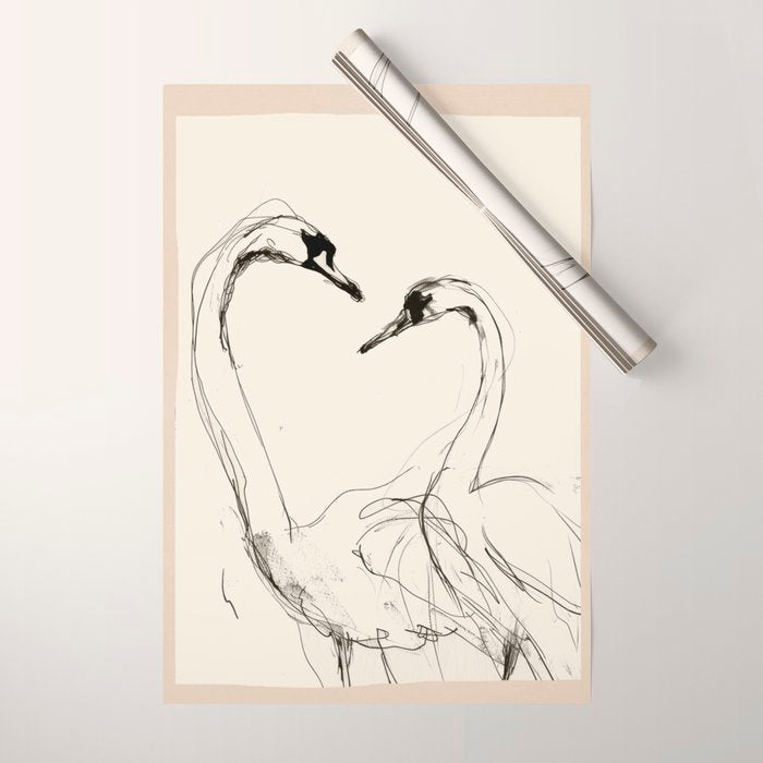 Swans in Ink - Elegant Minimalist Art Wrapping Paper Gallery Image 1