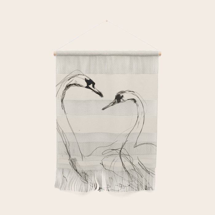 Swans in Ink - Elegant Minimalist Art Wall Hanging Gallery Image 1
