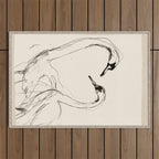 Swans in Ink - Elegant Minimalist Art Outdoor Rug Gallery Image 1