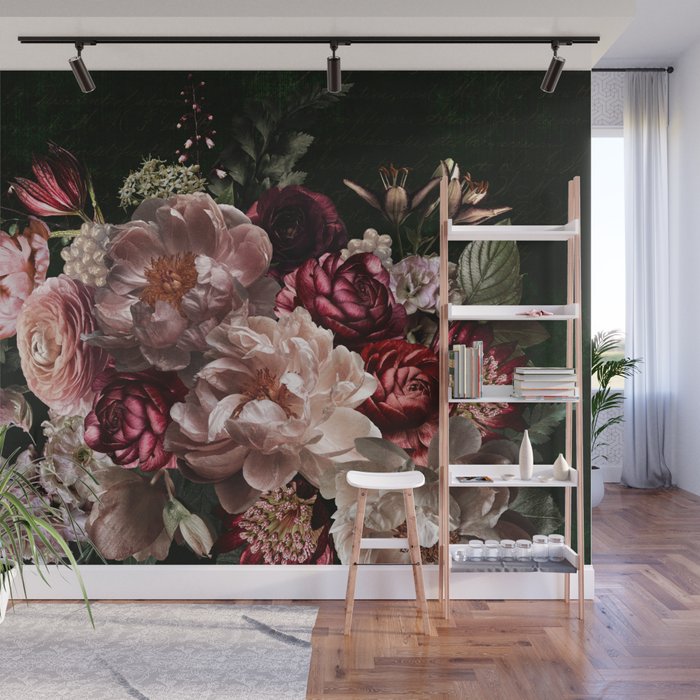 Deepest Night Flower Bouquet  Wall Mural Gallery Image 1